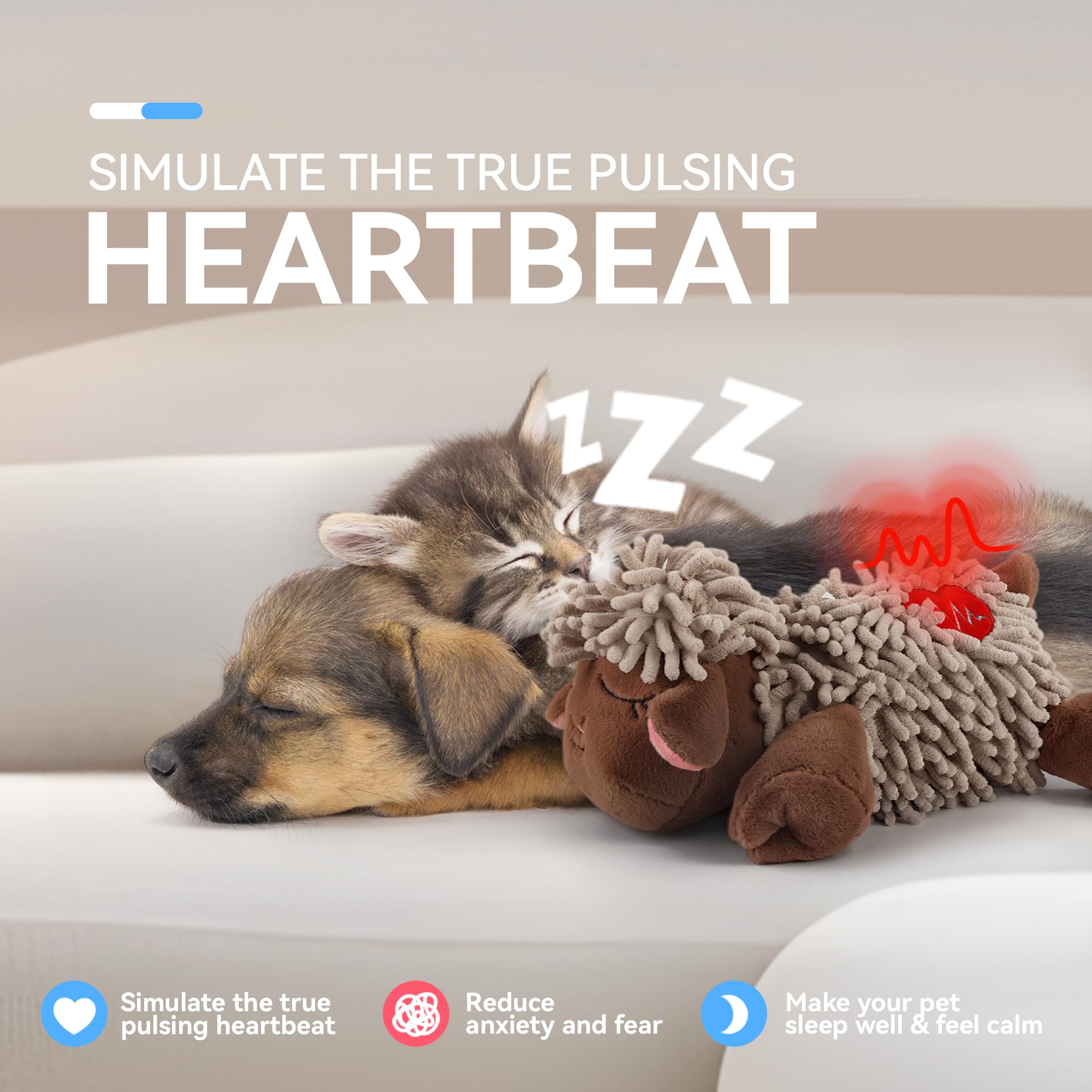 ALL FOR PAWS Heartbeat Toy cierre seguro de gancho y bucle