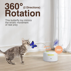 ALL FOR PAWS Vara mariposa para gatos rotación 360 para juego dinámico