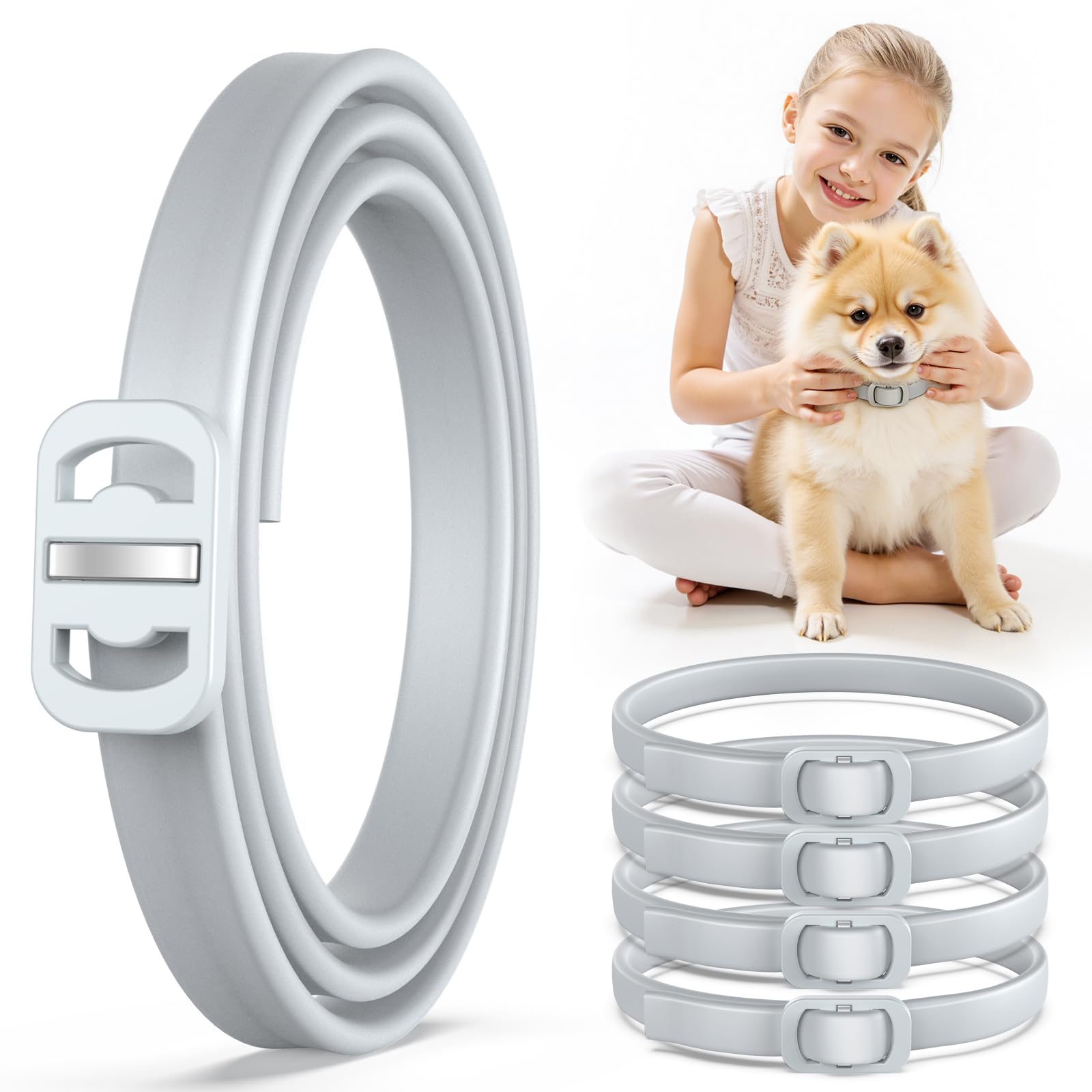 Collar Allyeah natural para perros 4-pack, protección continua para temporadas enteras.