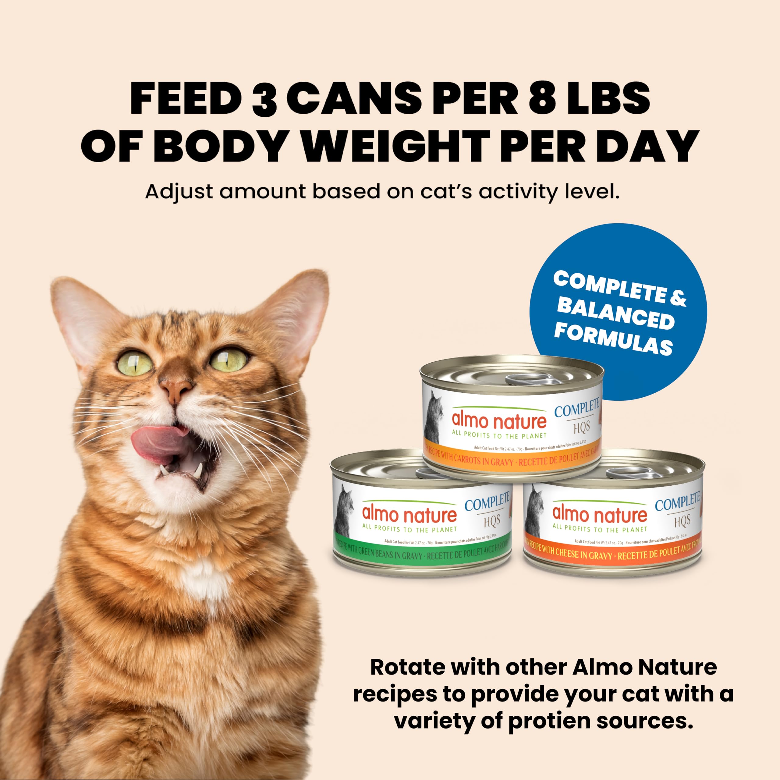 Almo Nature HQS Complete, rotar proteínas para mantener la variedad en la dieta.