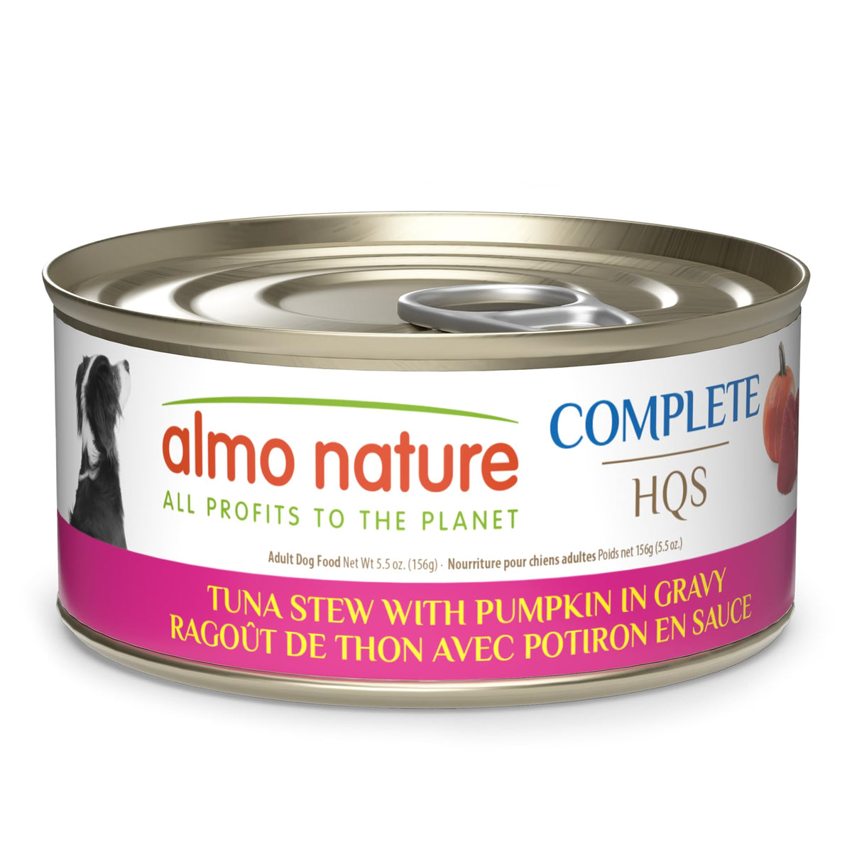 Almo Nature HQS estofado de atún con calabaza en salsa, fuente de proteínas fáciles de digerir.