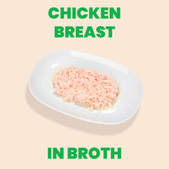 Almo Nature HQS Natural, pechuga de pollo deshilachada en caldo, opción sabrosa para alimentación diaria.
