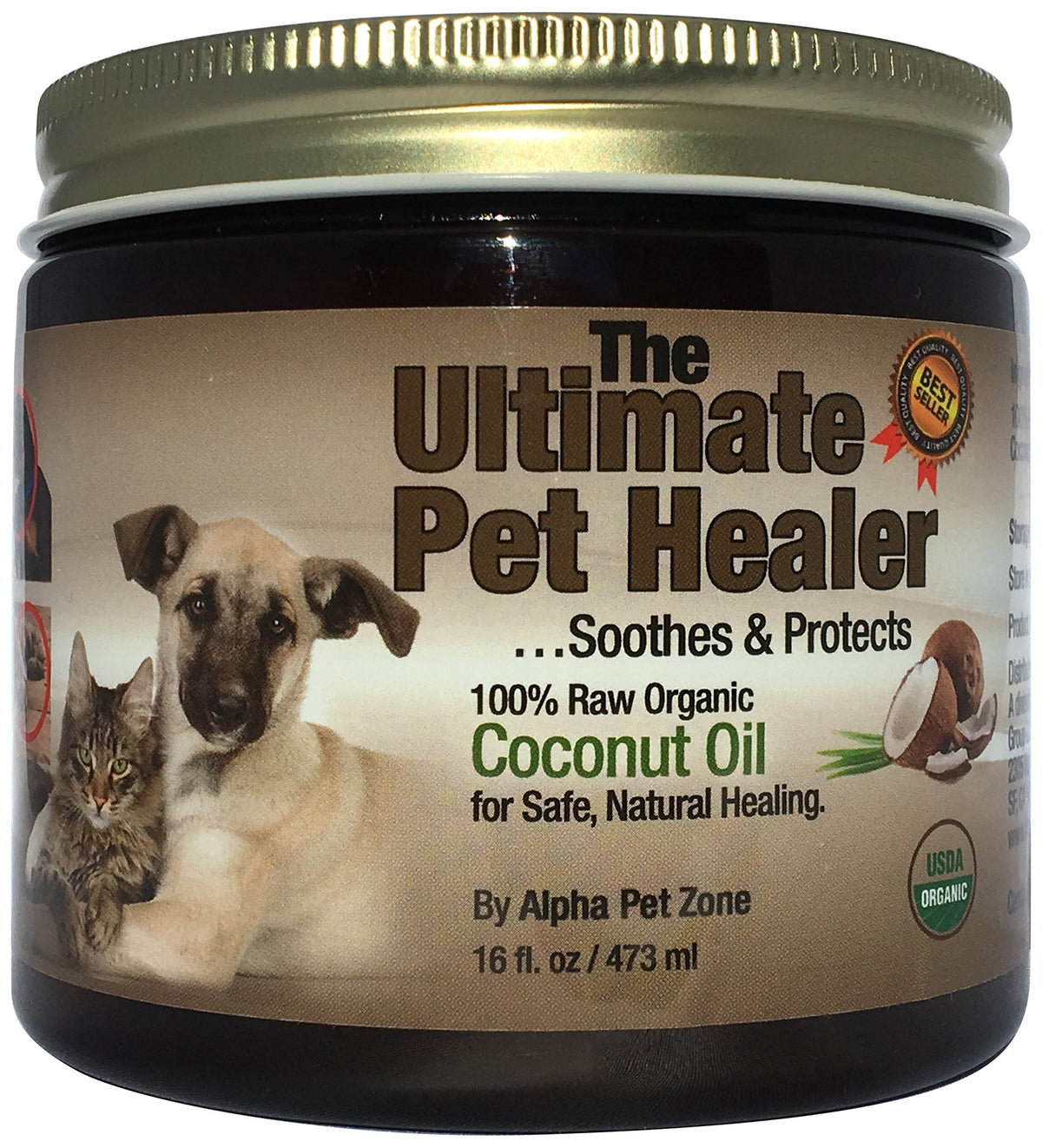 ALPHA PET ZONE Aceite de coco orgánico en bote para piel y pelaje suave