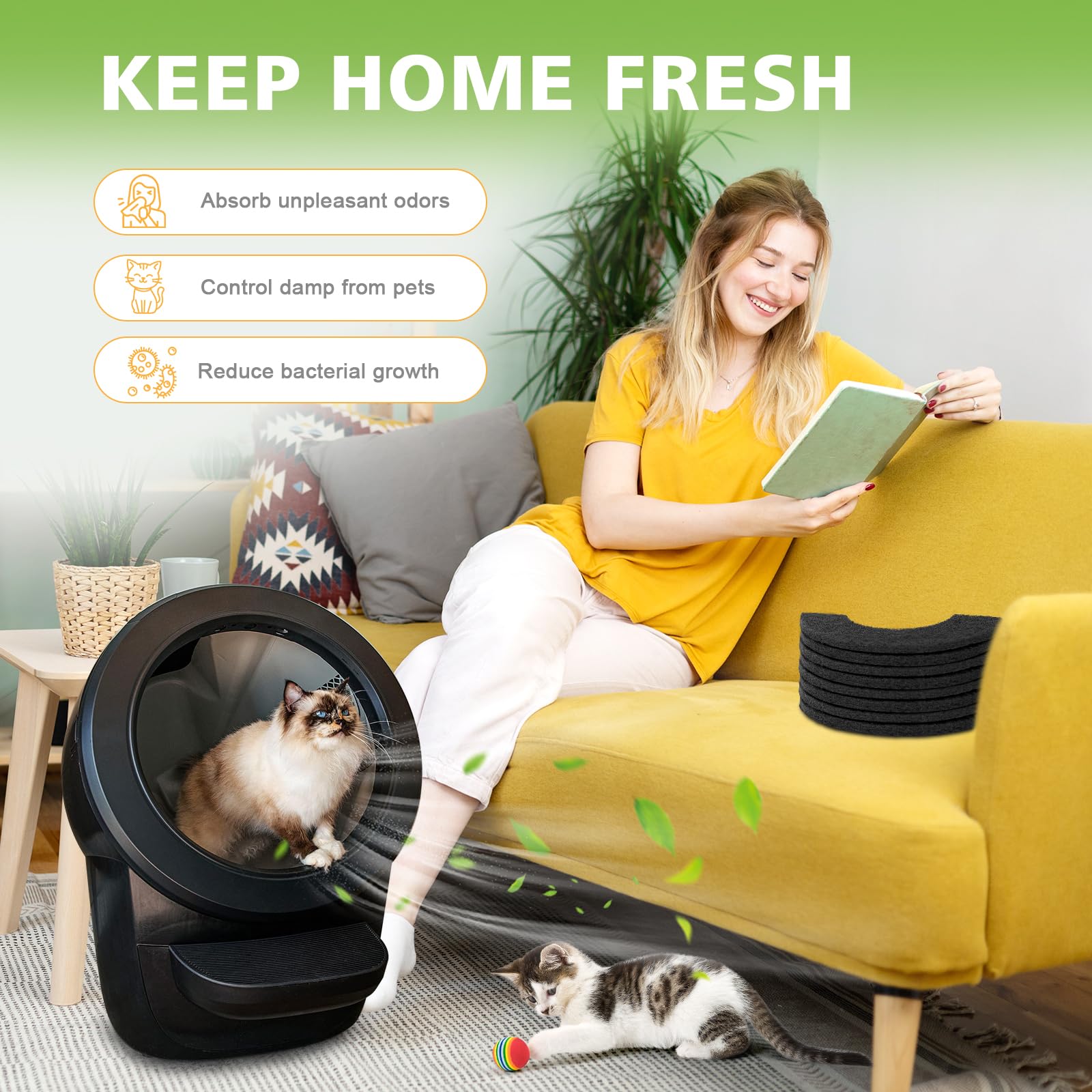 ALS AILISUO filtros carbono para uso mensual Litter Robot 4, mantenimiento sencillo