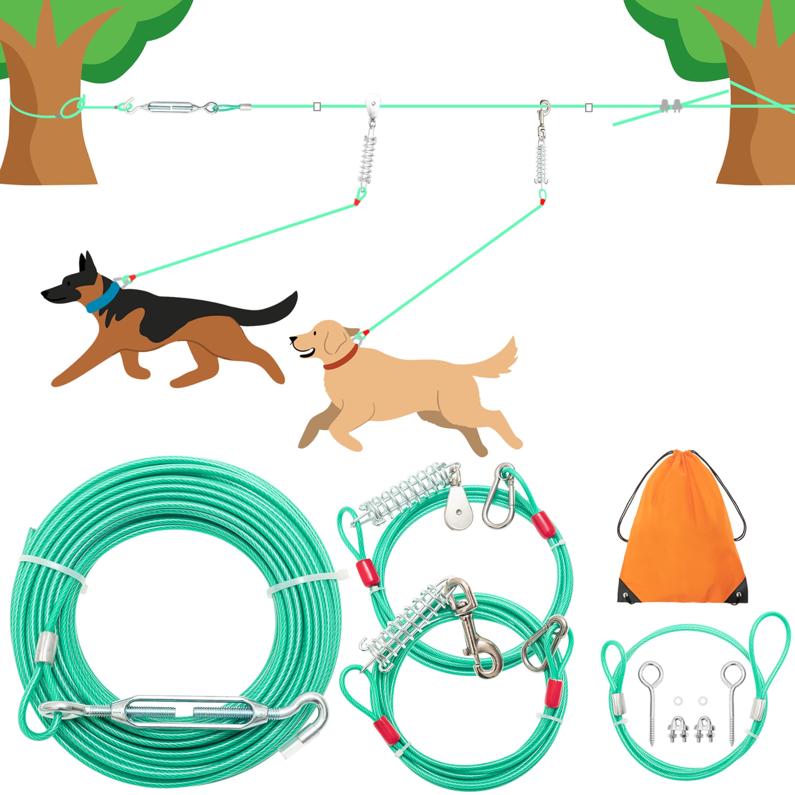ALUZAEMO cable-corrida-perro-100-pies: libertad segura en espacios al aire libre.