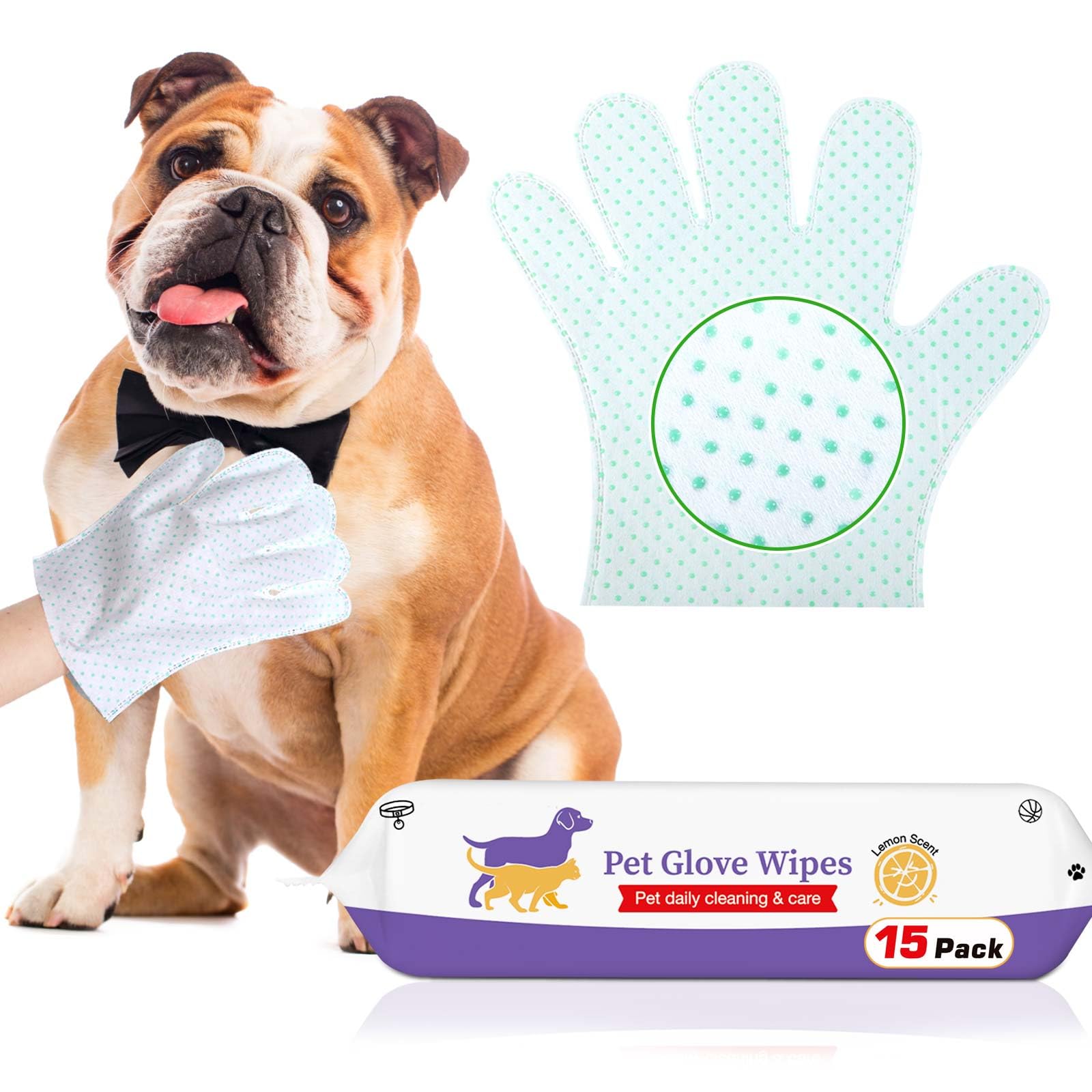 Guantes ALWZ-RDY para limpieza de perros, limpieza profunda del pelaje.