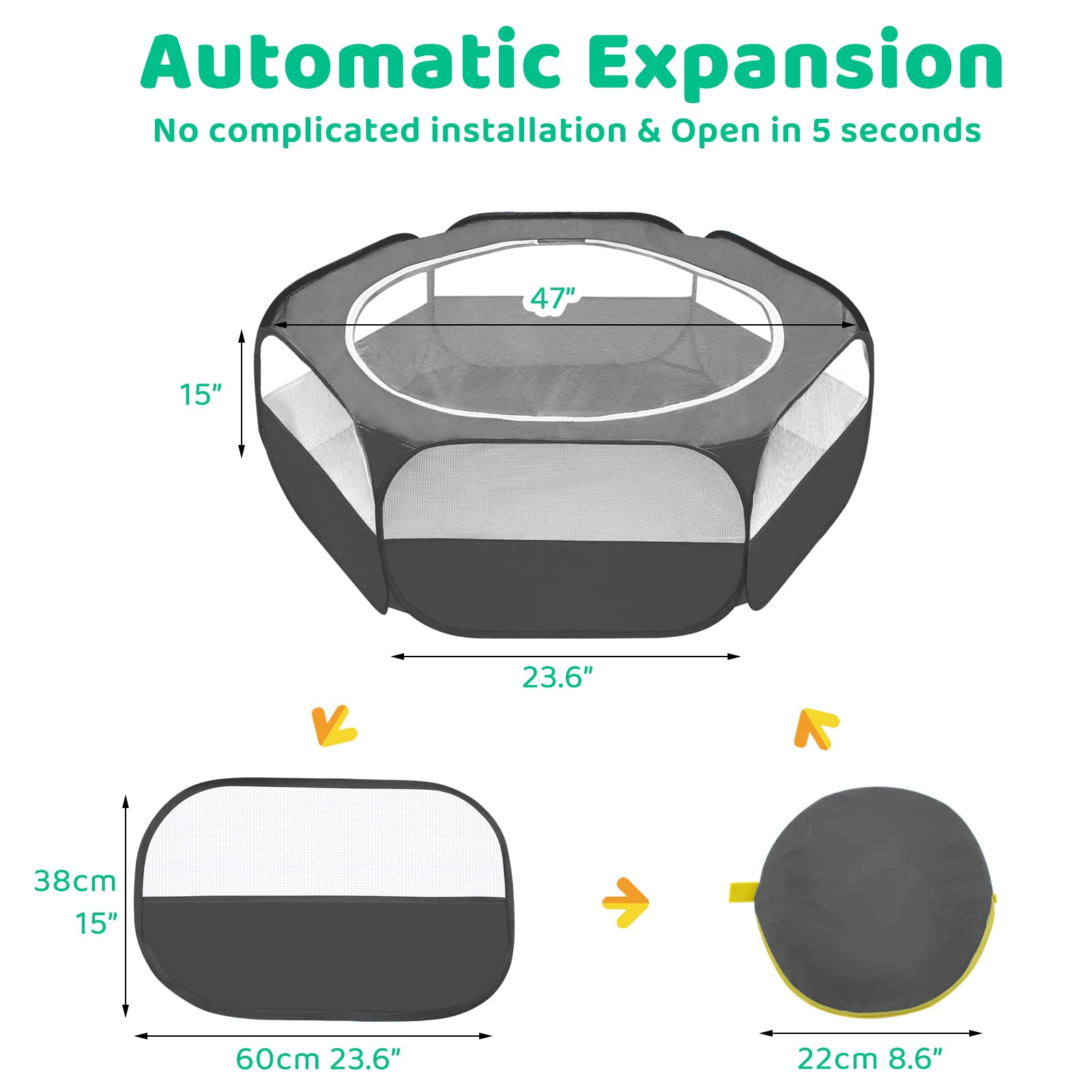 Amakunft jaula plegable sin herramientas, ligera y transportable para interiores y exteriores.