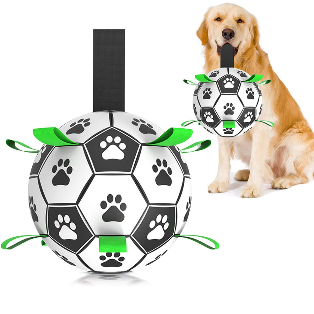 Bola de fútbol Amasiver para perros de 8 pulgadas, perfecta para juego activo.