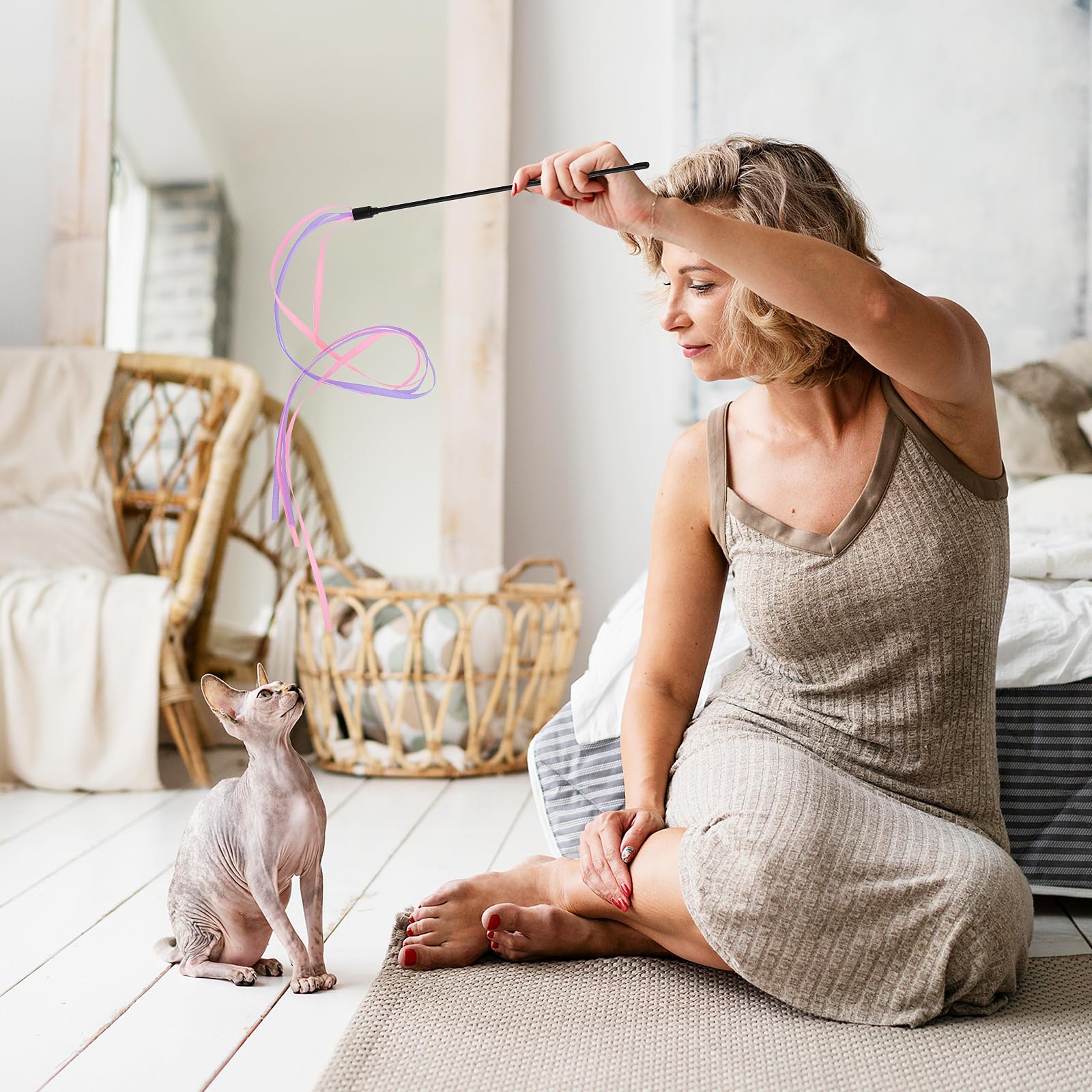 Amaxiu cinta amarilla-verde para gatos, colores brillantes y estimulación