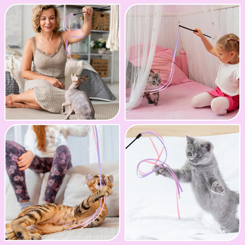 Amaxiu cinta rosa-púrpura para gatos, estimulación visual y juego