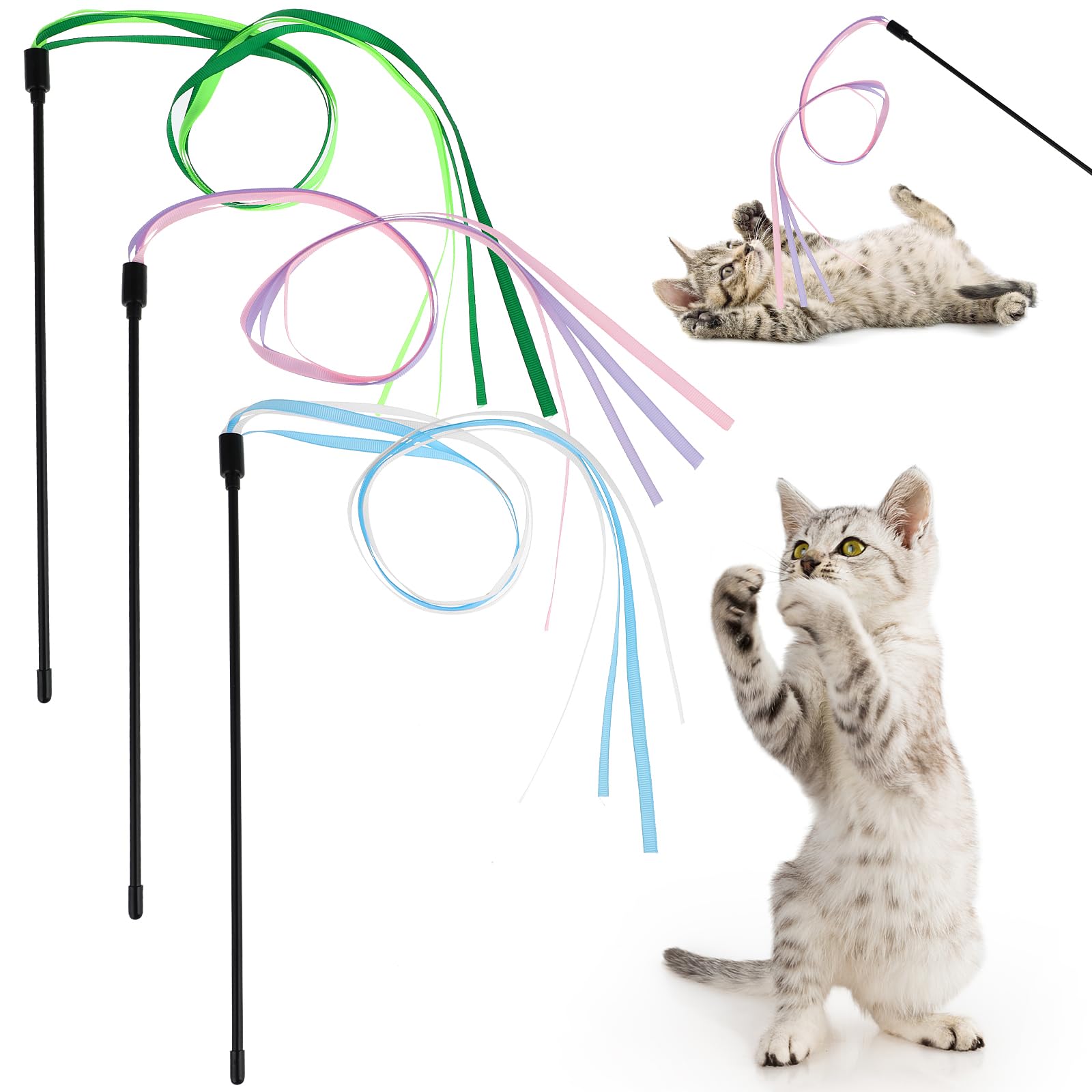 Amaxiu varita cinta arcoiris para gatos: estimula juego diario seguro