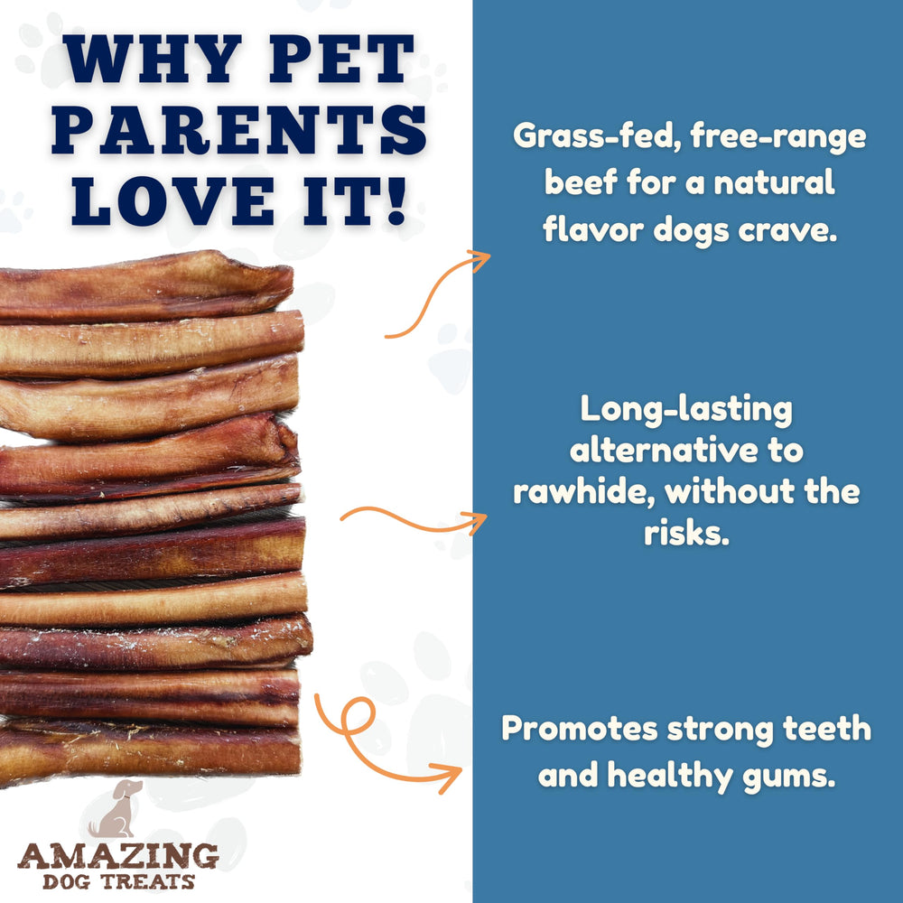 Bully Sticks de Amazing Dog Treats para uso diario en perros masticadores fuertes.