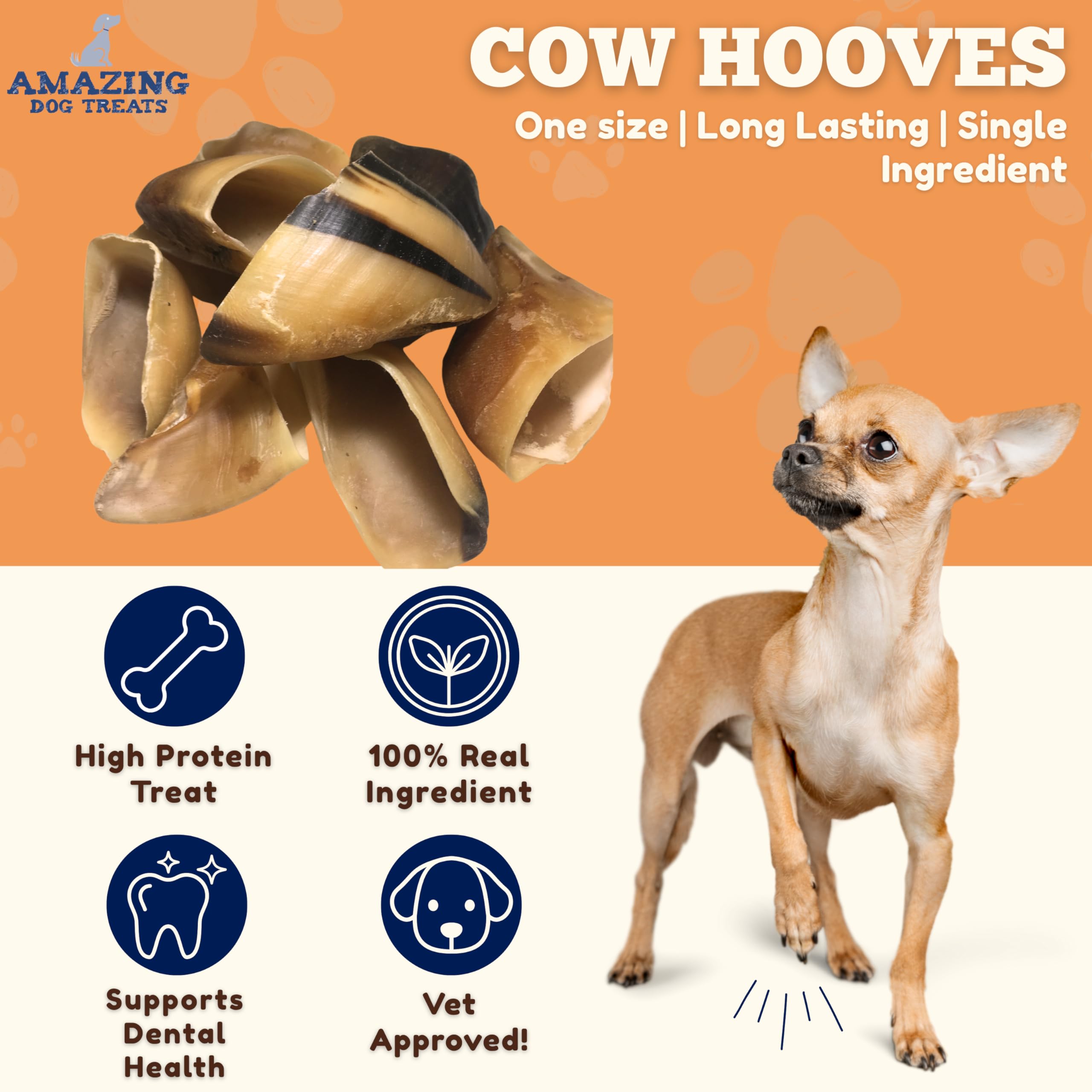 Amazing Dog Treats cascos de vaca, textura dura para masticar saludable