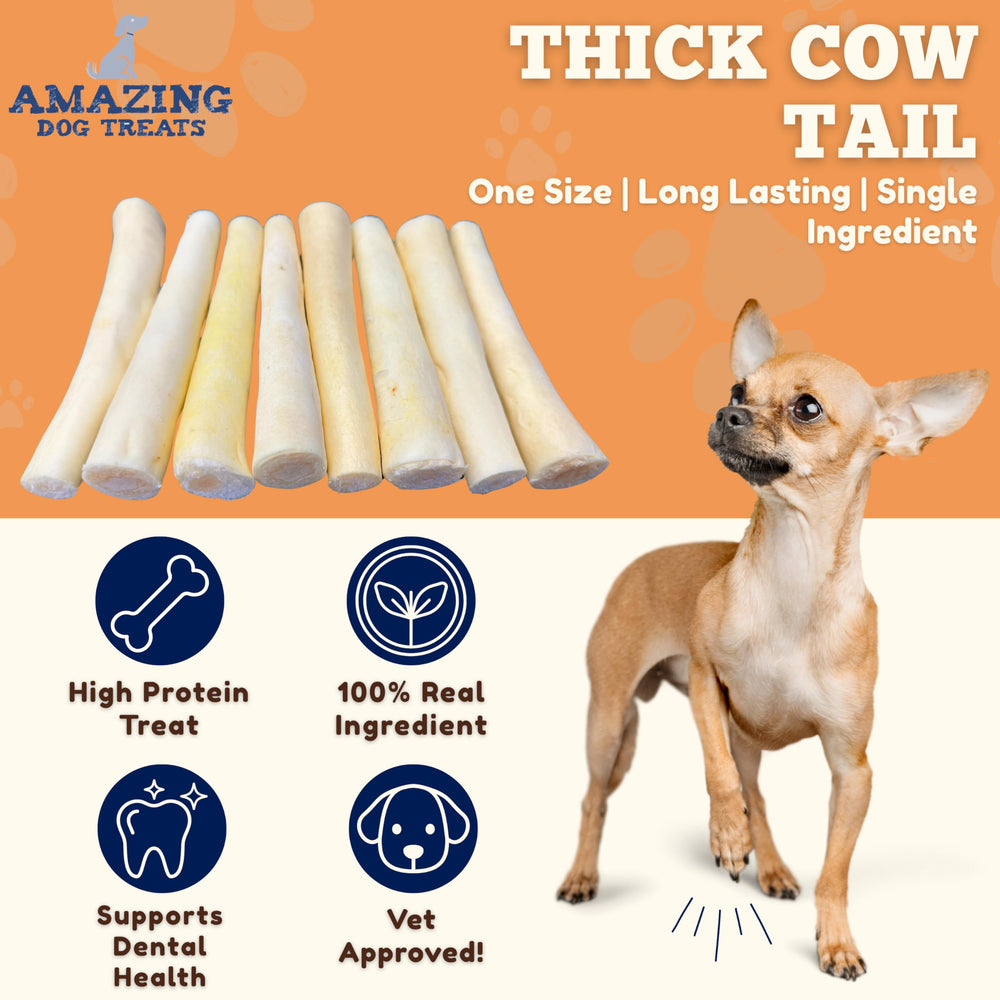 Amazing Dog Treats Cola de Vaca 6 pulgadas, textura natural para masticar