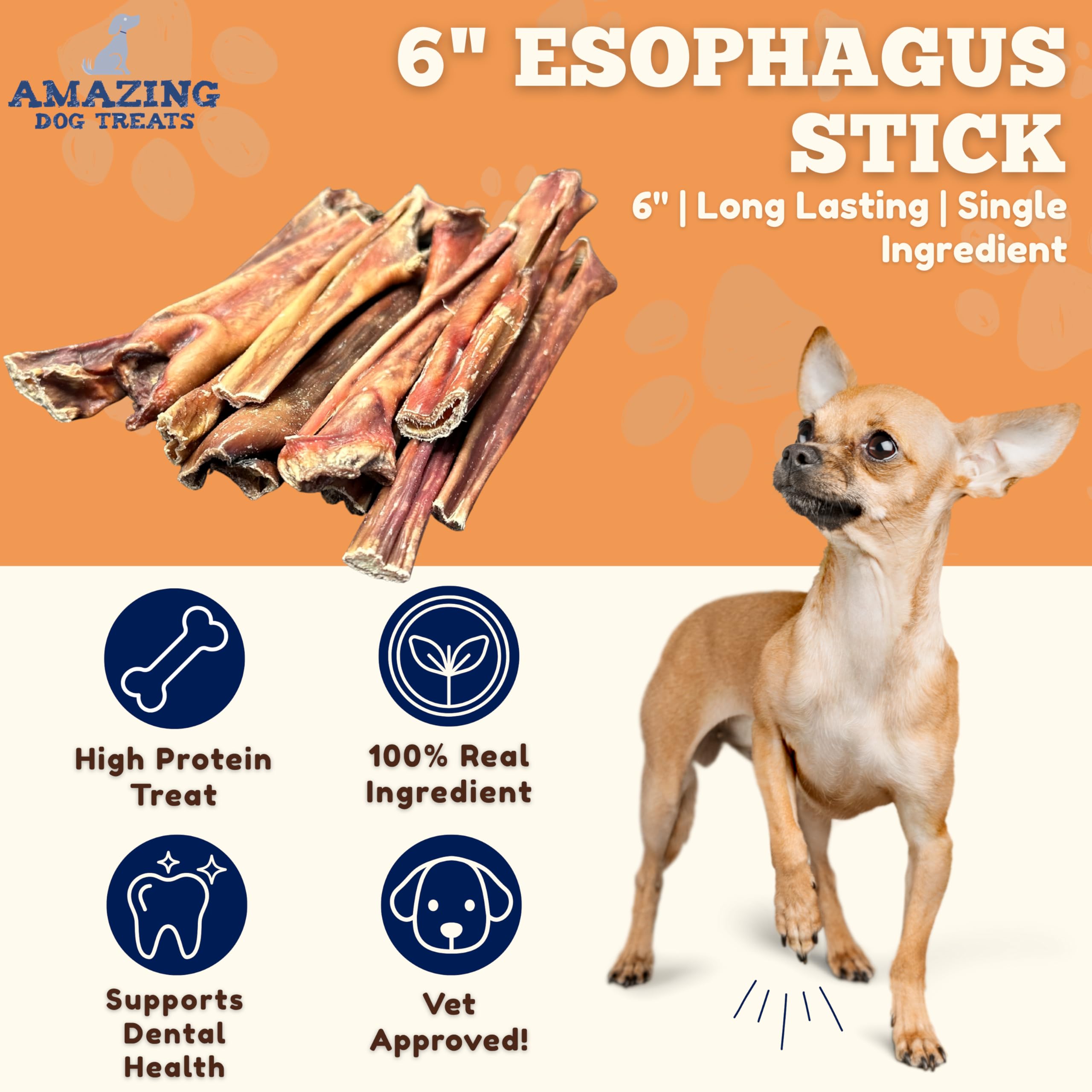 Amazing Dog Treats esofago de res, ideal como recompensa positiva y snack natural