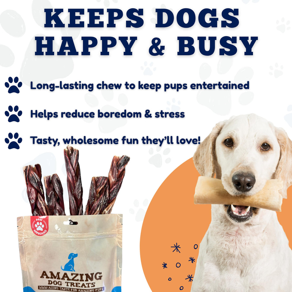 Amazing Dog Treats esófago de res trenzado de 6 pulgadas, opción de recompensa saludable