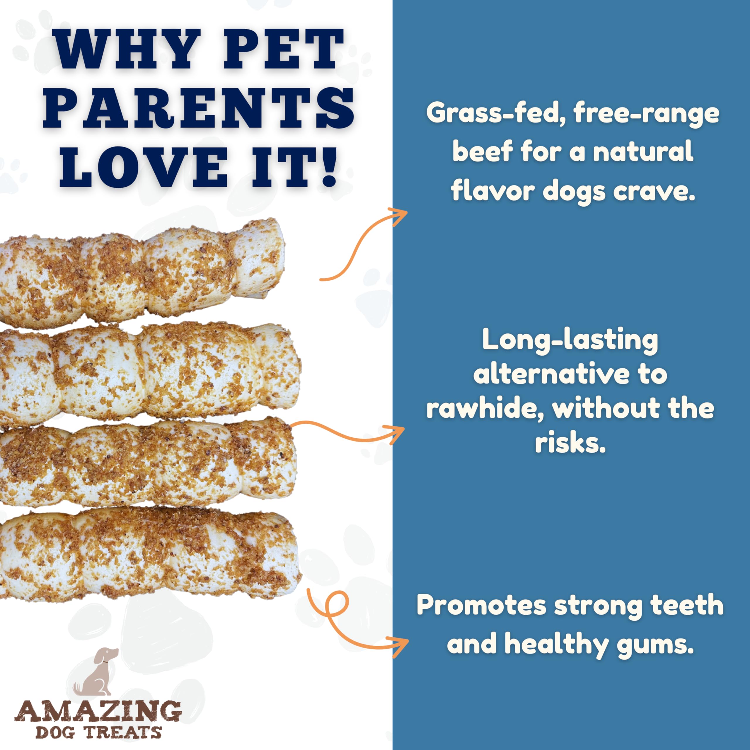 Amazing Dog Treats: rollos cachete de res durabilidad larga para masticadores persistentes