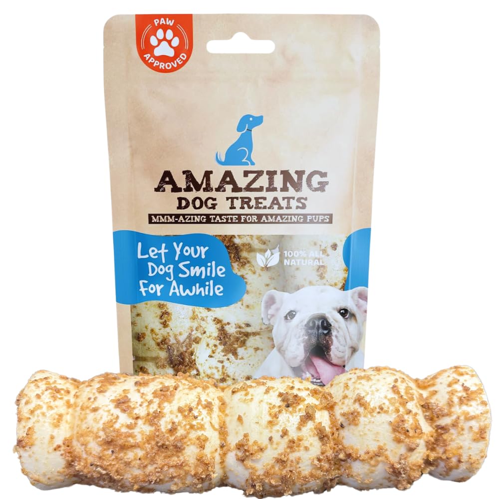 Amazing Dog Treats: rollos cachete de res con sabor bully dust para masticar intensamente