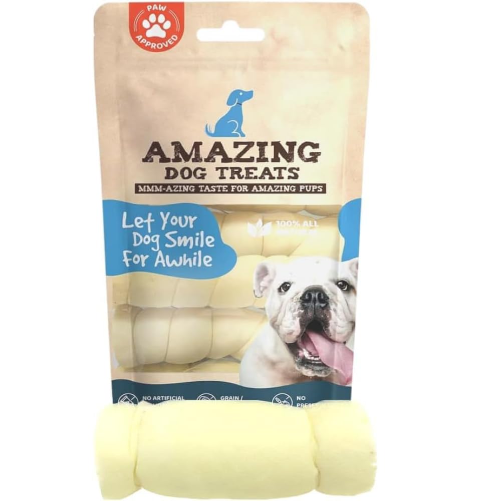 Amazing Dog Treats rollos de mejilla de ternera de 6 pulgadas para masticación prolongada.