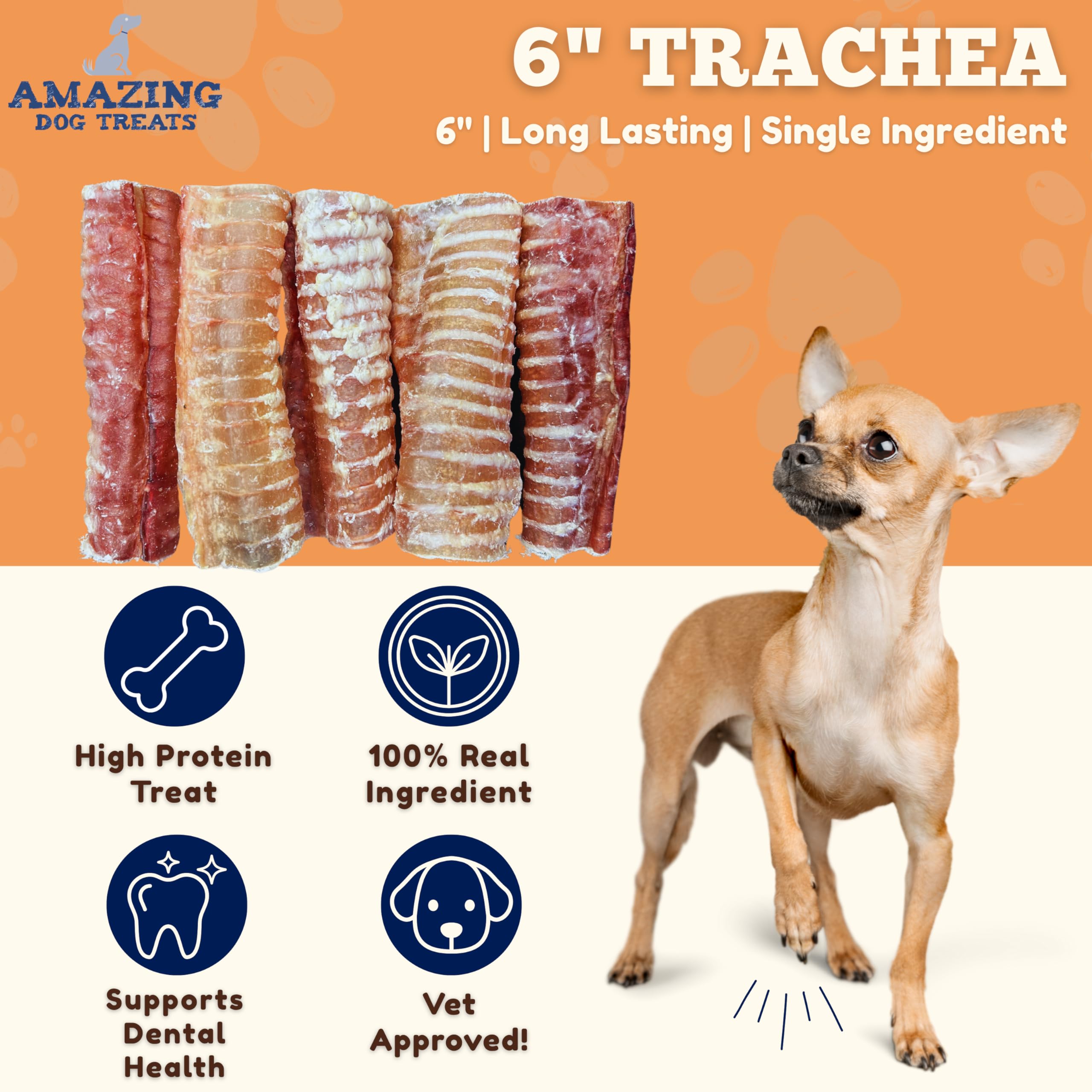 Amazing Dog Treats tráquea de res, textura natural sin aditivos para premiar.