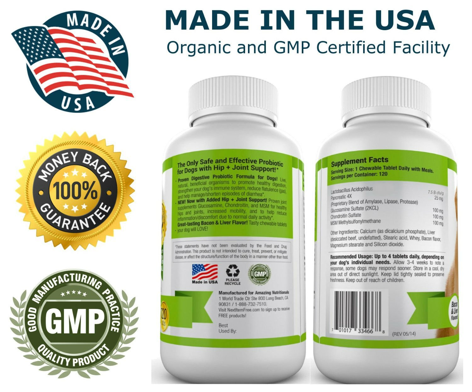 Probiotics Amazing Nutritionals para perros, masticables fáciles de administrar.