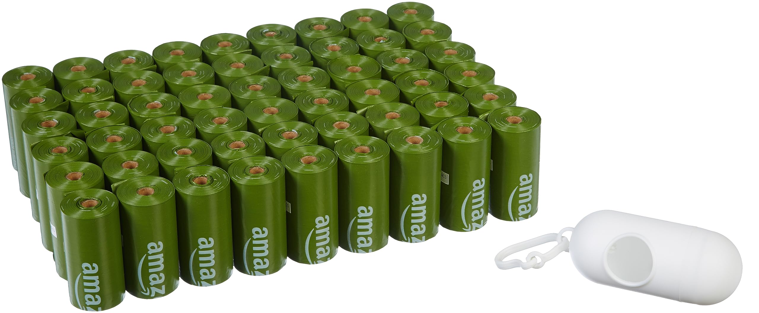 Bolsas para caca de perro sin olor de Amazon Basics con dispensador.