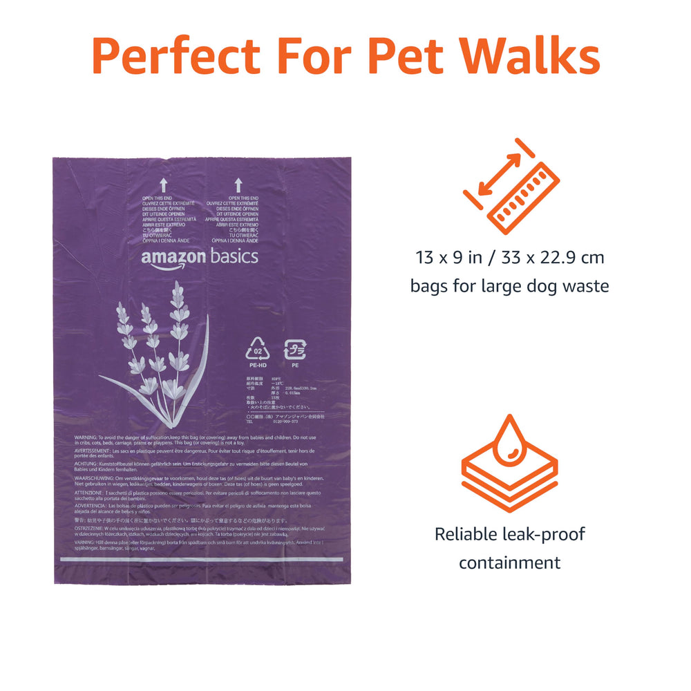 Bolsas para desechos de perro perforadas para dispensación fácil, Amazon Basics