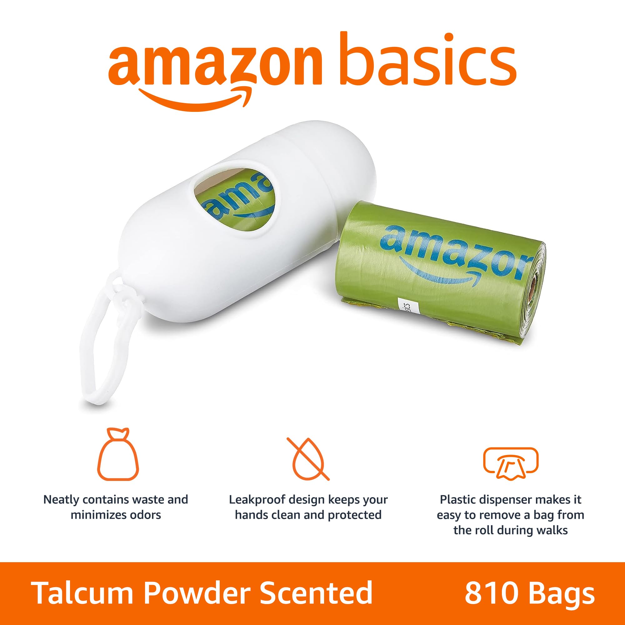 Conjunto de 54 rollos de bolsas de Amazon Basics de excrementos para perros