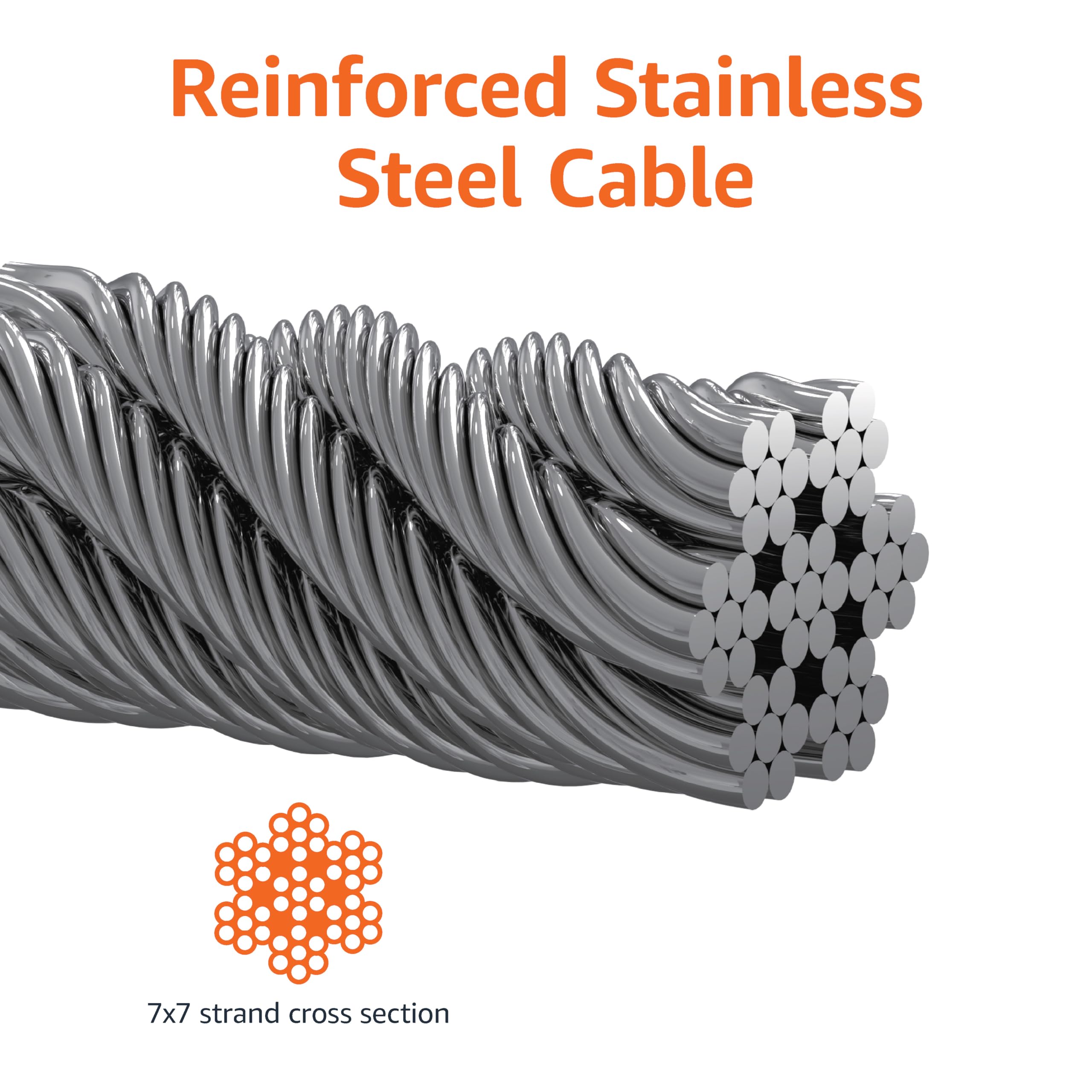 Amazon Basics cable acero y PVC resistente a corrosion para exteriores.