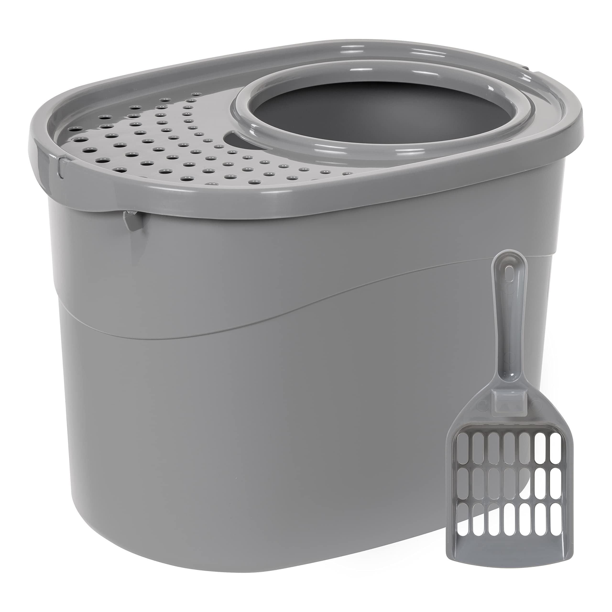 Amazon Basics caja gatos entrada superior, reduce desorden en el piso.
