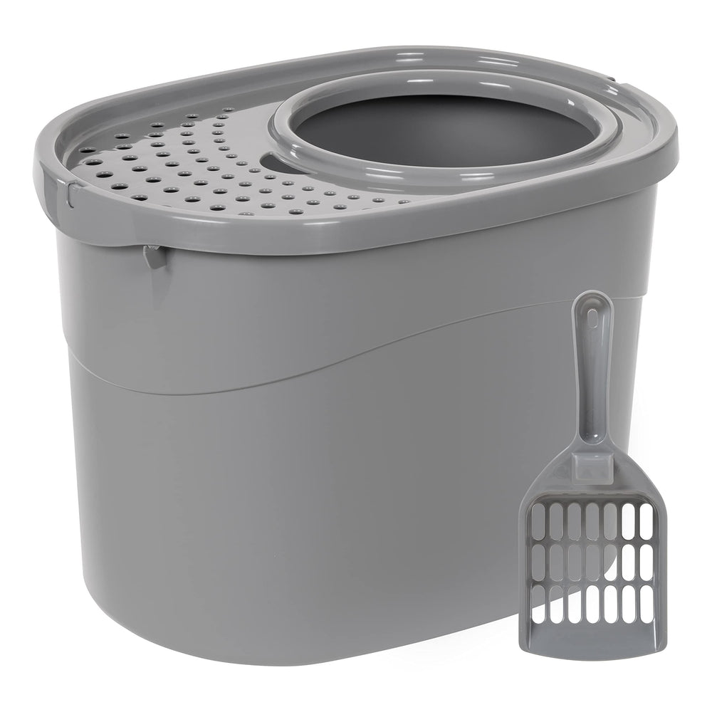 Amazon Basics caja gatos entrada superior, reduce desorden en el piso.