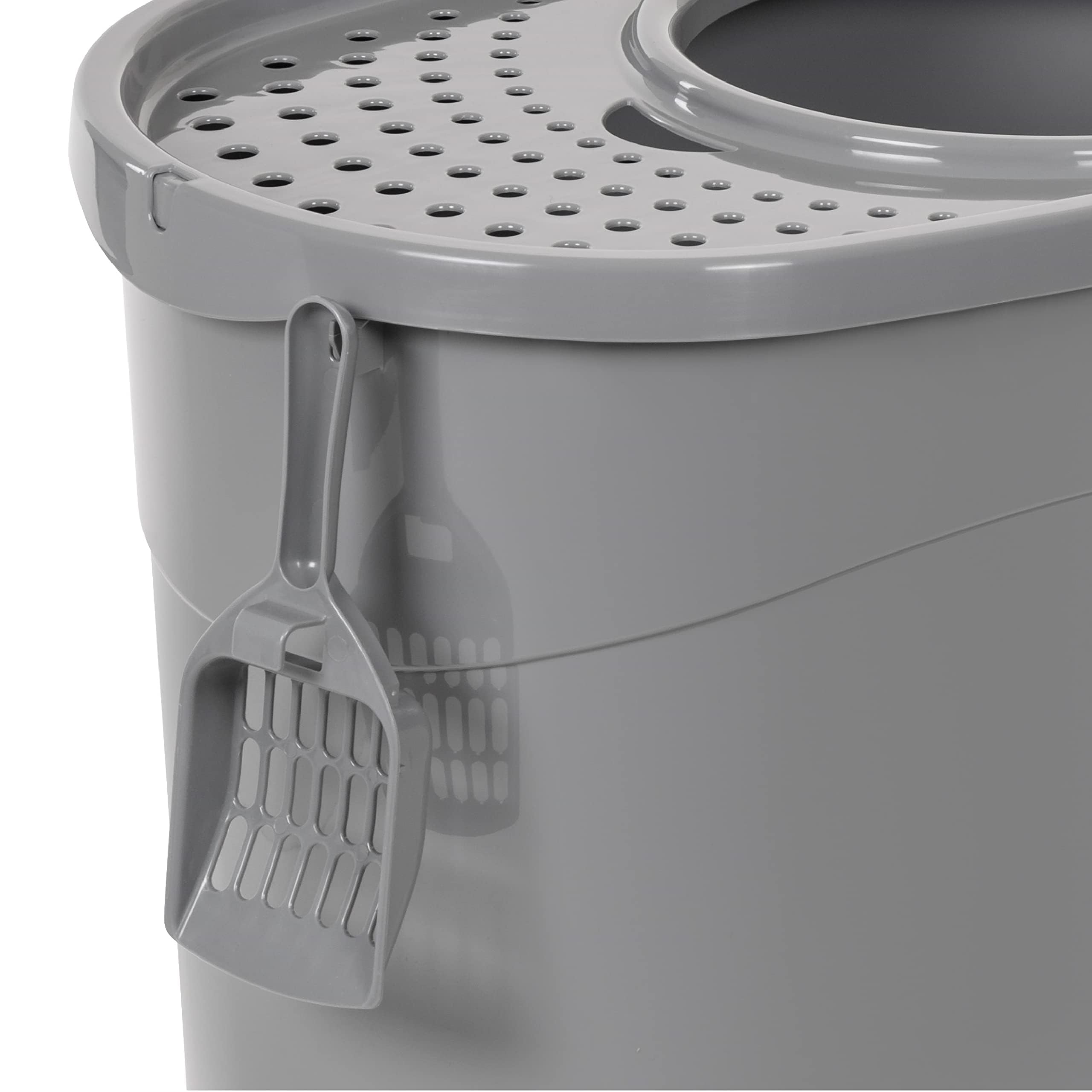 Amazon Basics caja gatos scoop incorporado para limpieza diaria.