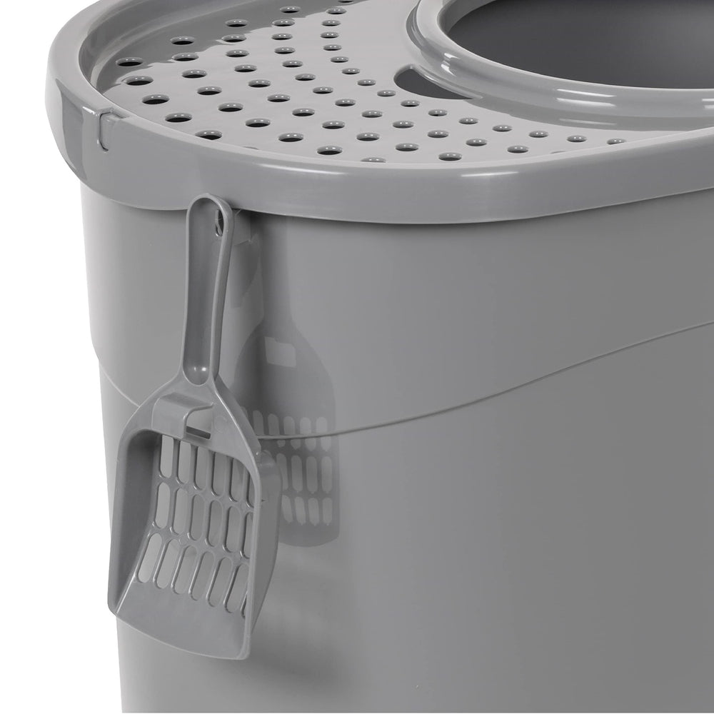 Amazon Basics caja gatos scoop incorporado para limpieza diaria.