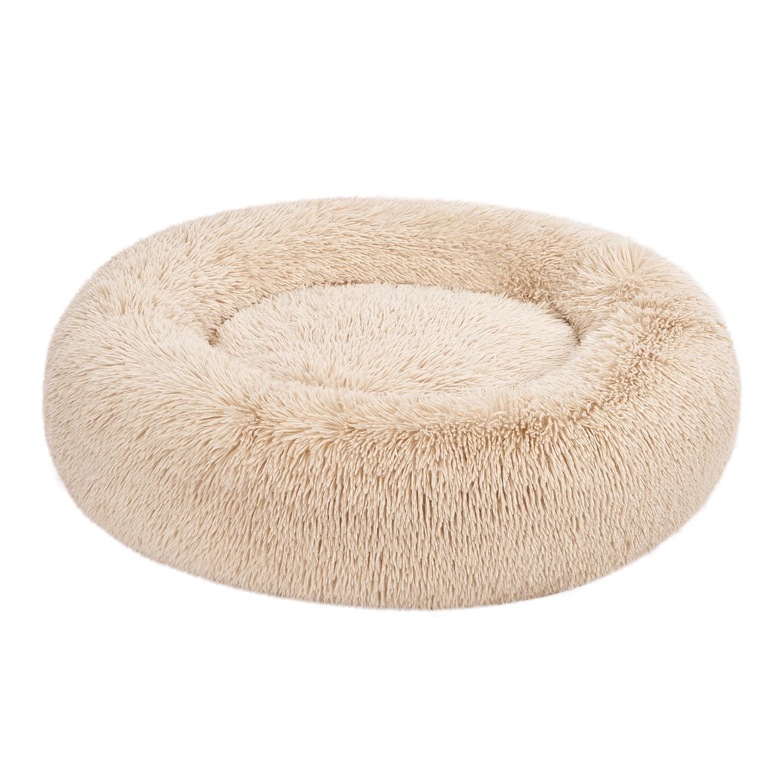 Amazon Basics cama donut crema de 36 pulgadas, refugio suave para mascotas.