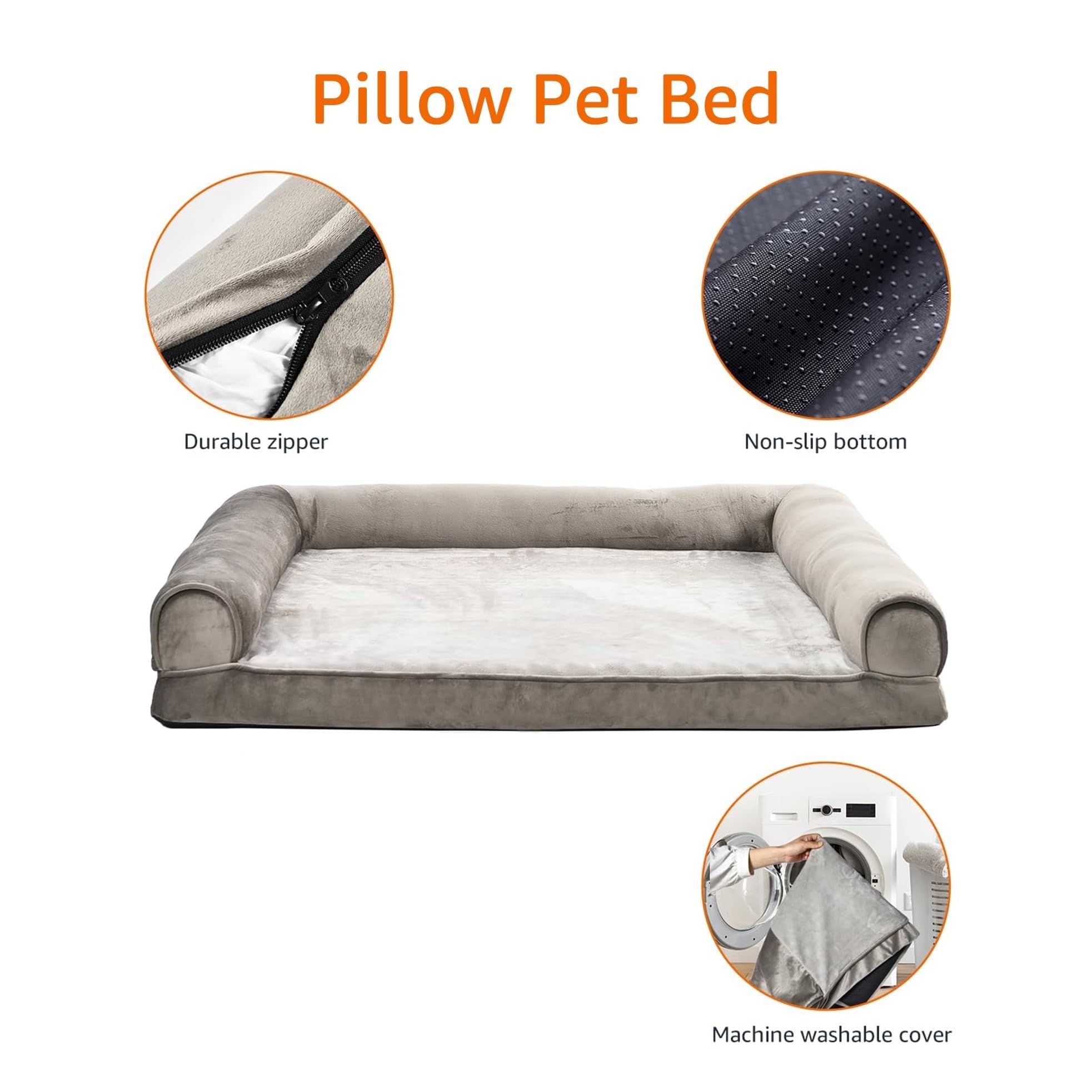 Apoyo para cabeza y cuello del perro en la cama Amazon Basics.