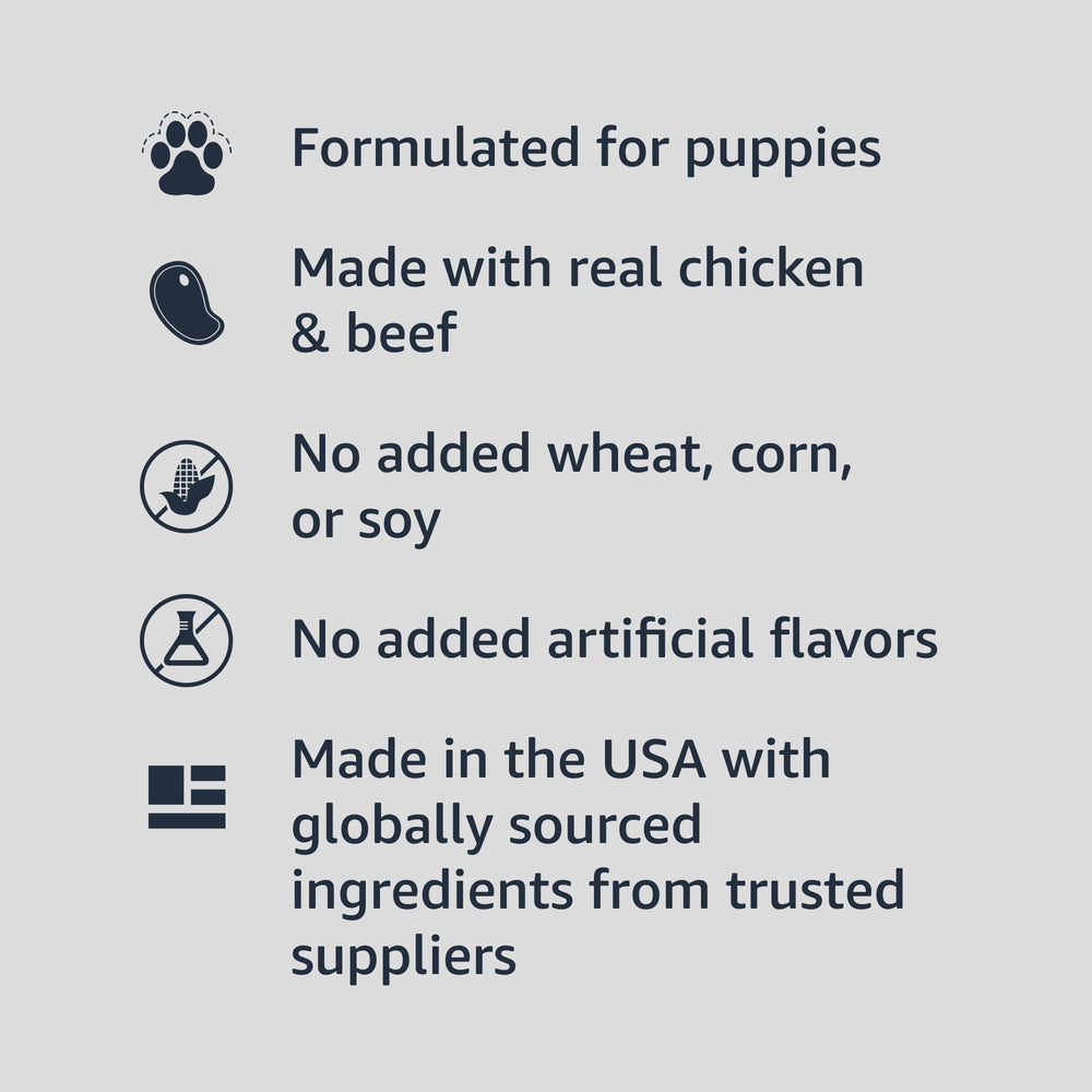 Close-up of real chicken and beef chunks in Amazon Basics dinner