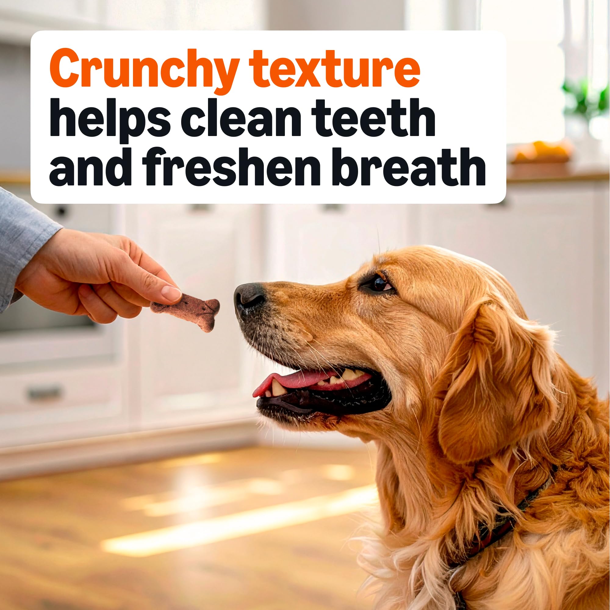 Textura crujiente de Amazon Basics ayuda a masticar y cuidar dientes.