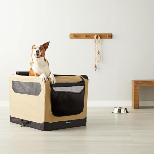 Amazon Basics jaula grande para perros de hasta 70 libras, uso versátil.
