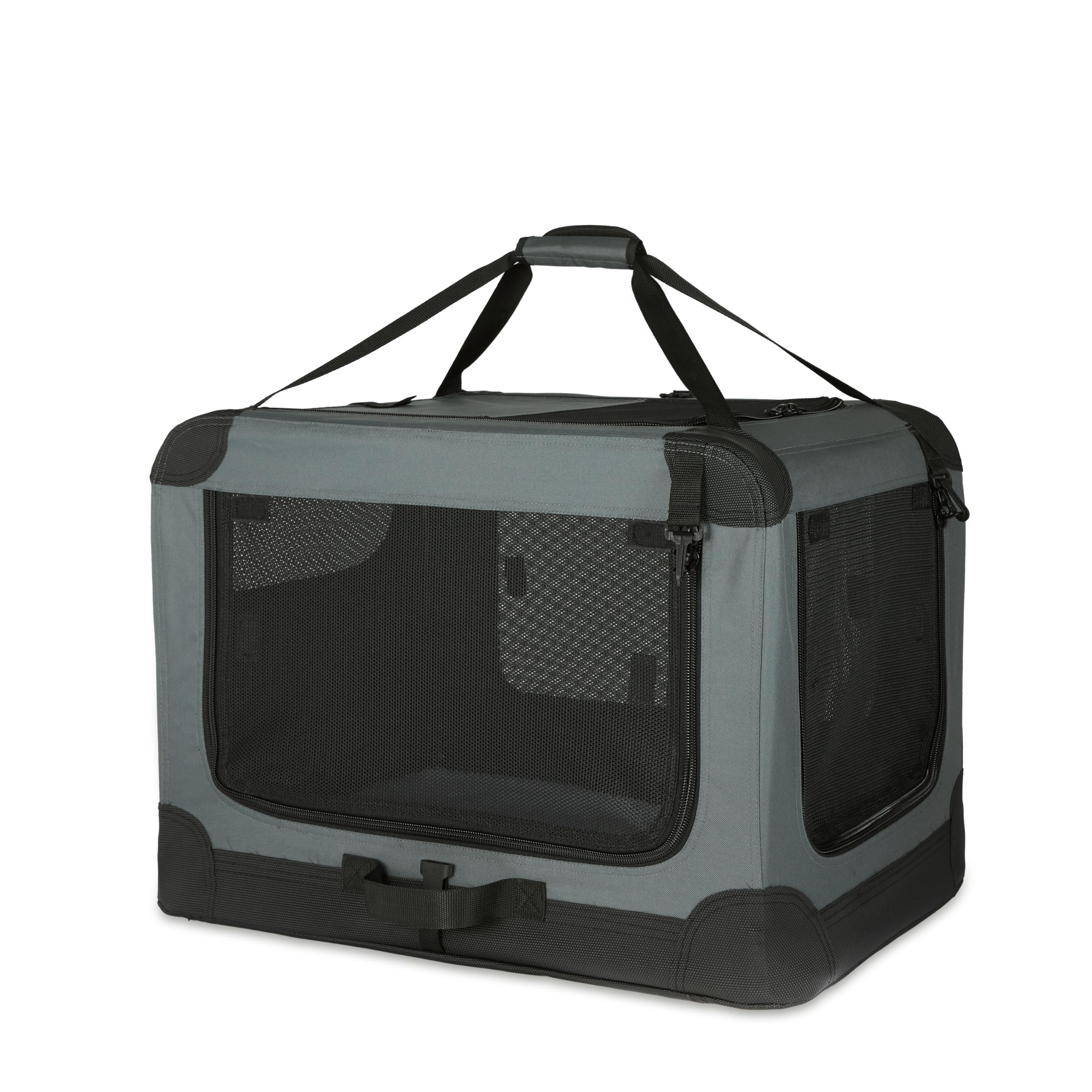 Jaula portátil Amazon Basics para mascotas con 4 puertas, transporte cómodo