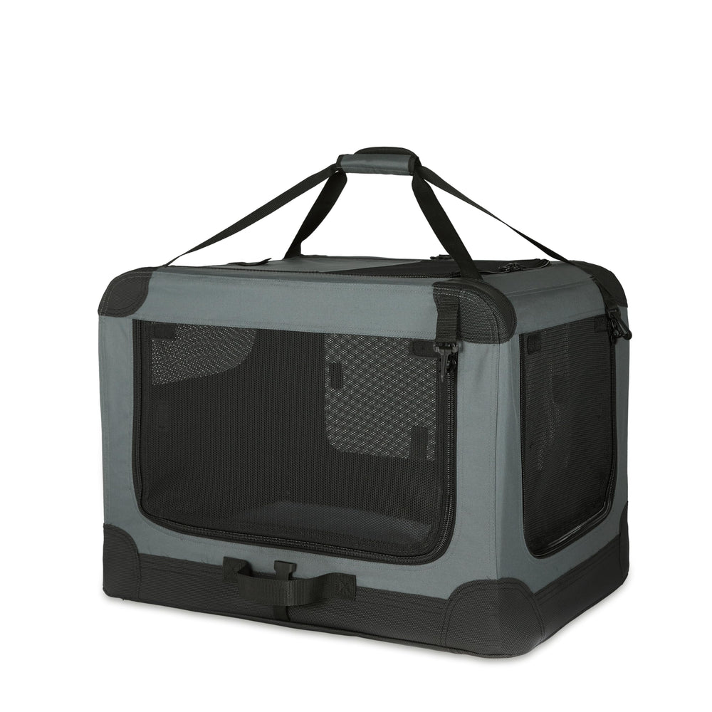 Jaula portátil Amazon Basics para mascotas con 4 puertas, transporte cómodo