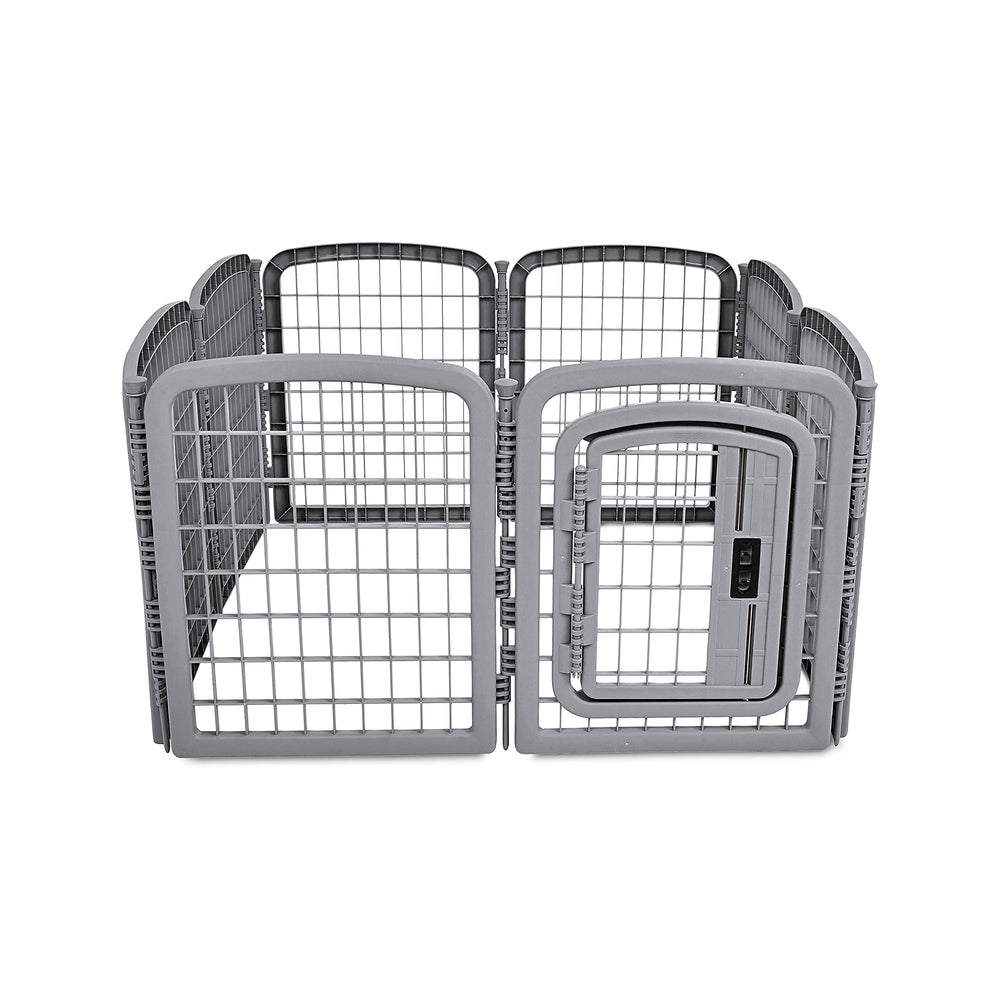 Amazon Basics jaula para perros 8 paneles octagonal, puerta con cierre para acceso seguro