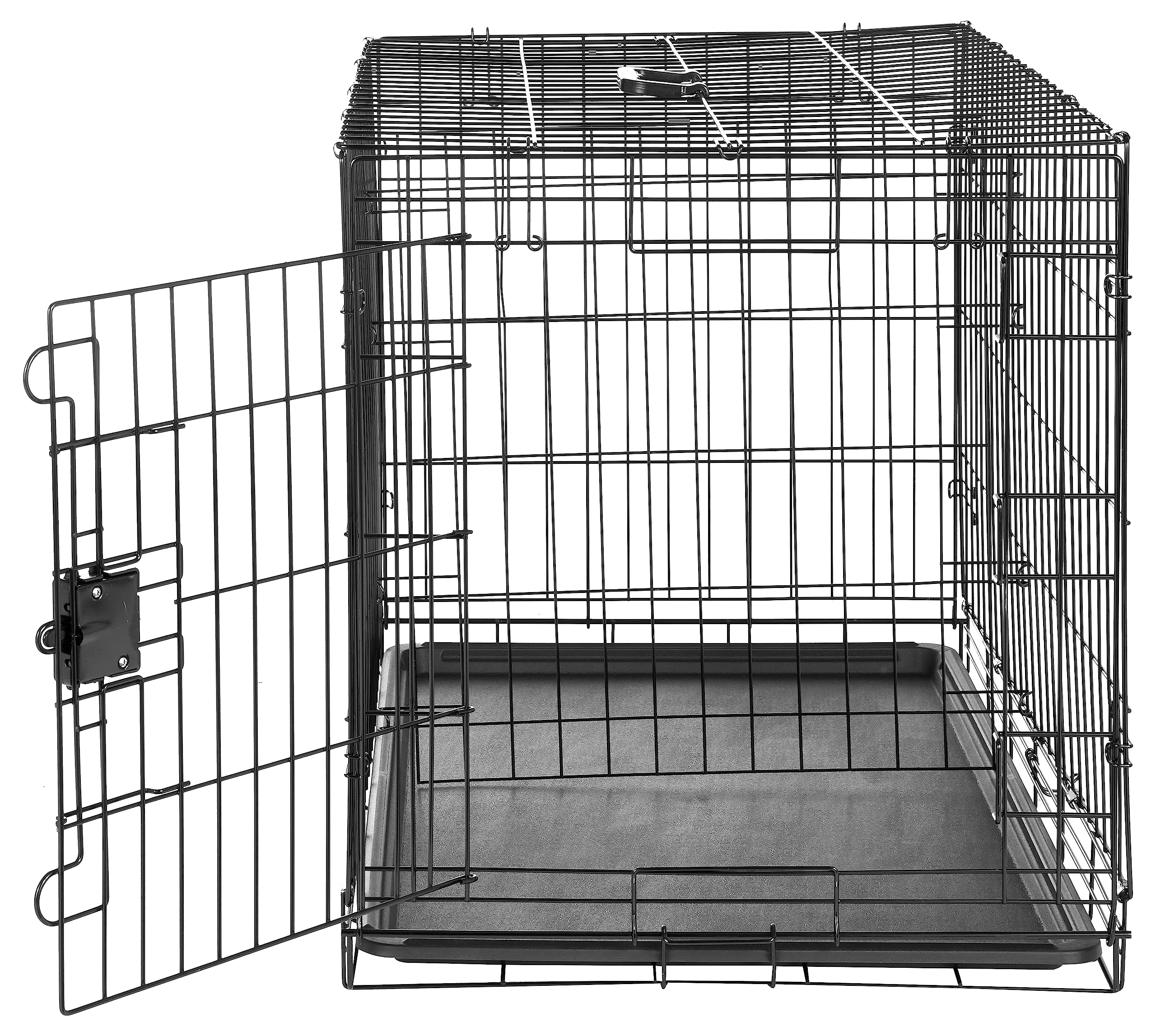 Bandeja removible de la jaula Amazon Basics para limpieza rápida.