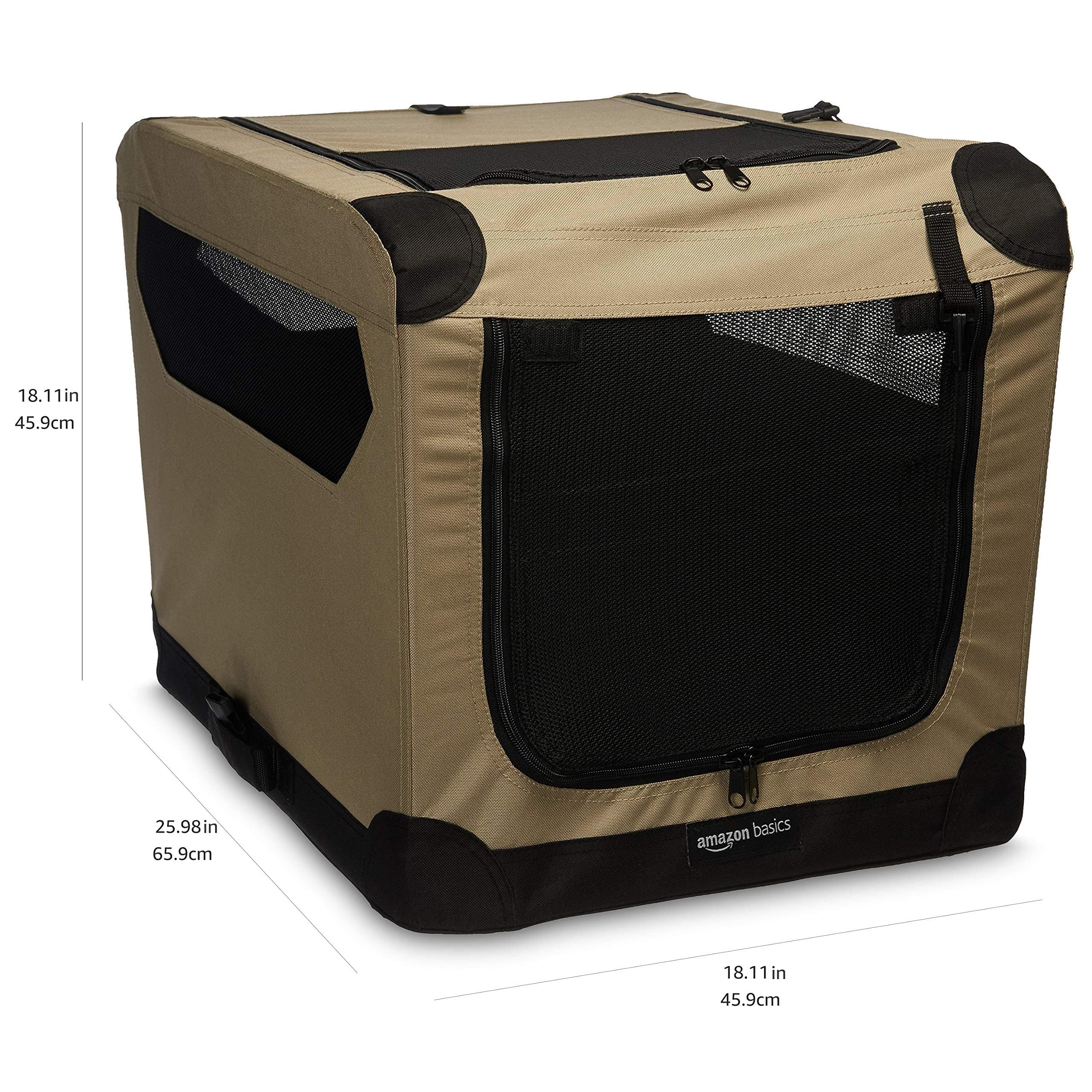 Amazon Basics jaula plegable para transporte con carga superior y frontal color topo