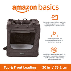 Amazon Basics jaula suave para perros, abertura superior para transporte cómodo.