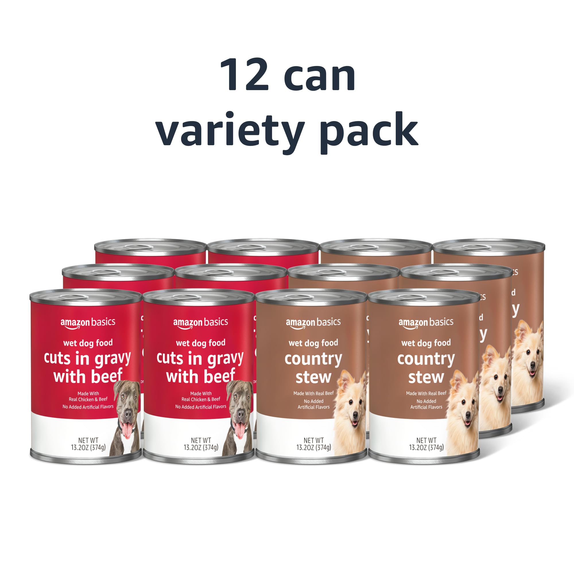 Amazon Basics lata estofado con gravy de res para perros, aroma apetitoso.