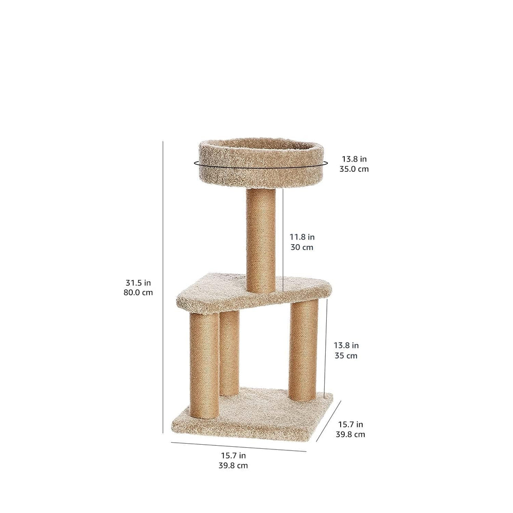Amazon Basics Plataforma superior redonda con bordes, cama suave para gatos
