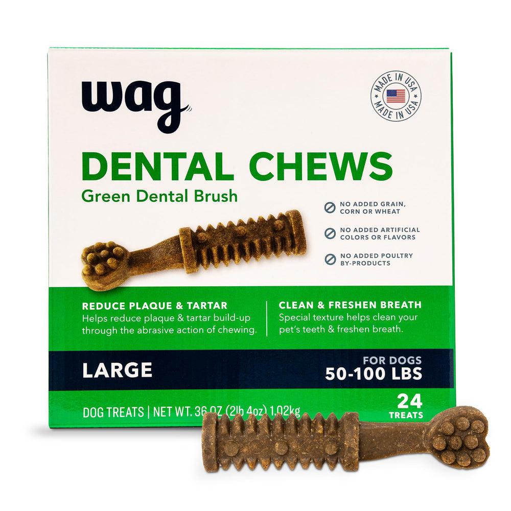 Amazon Basics Premios dentales para perros grandes, texturizados, limpieza dental efectiva.