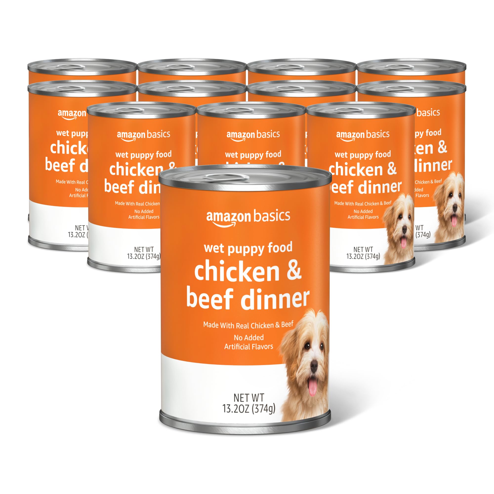 Amazon Basics puppy chopped ground dinner can with real chicken and beef