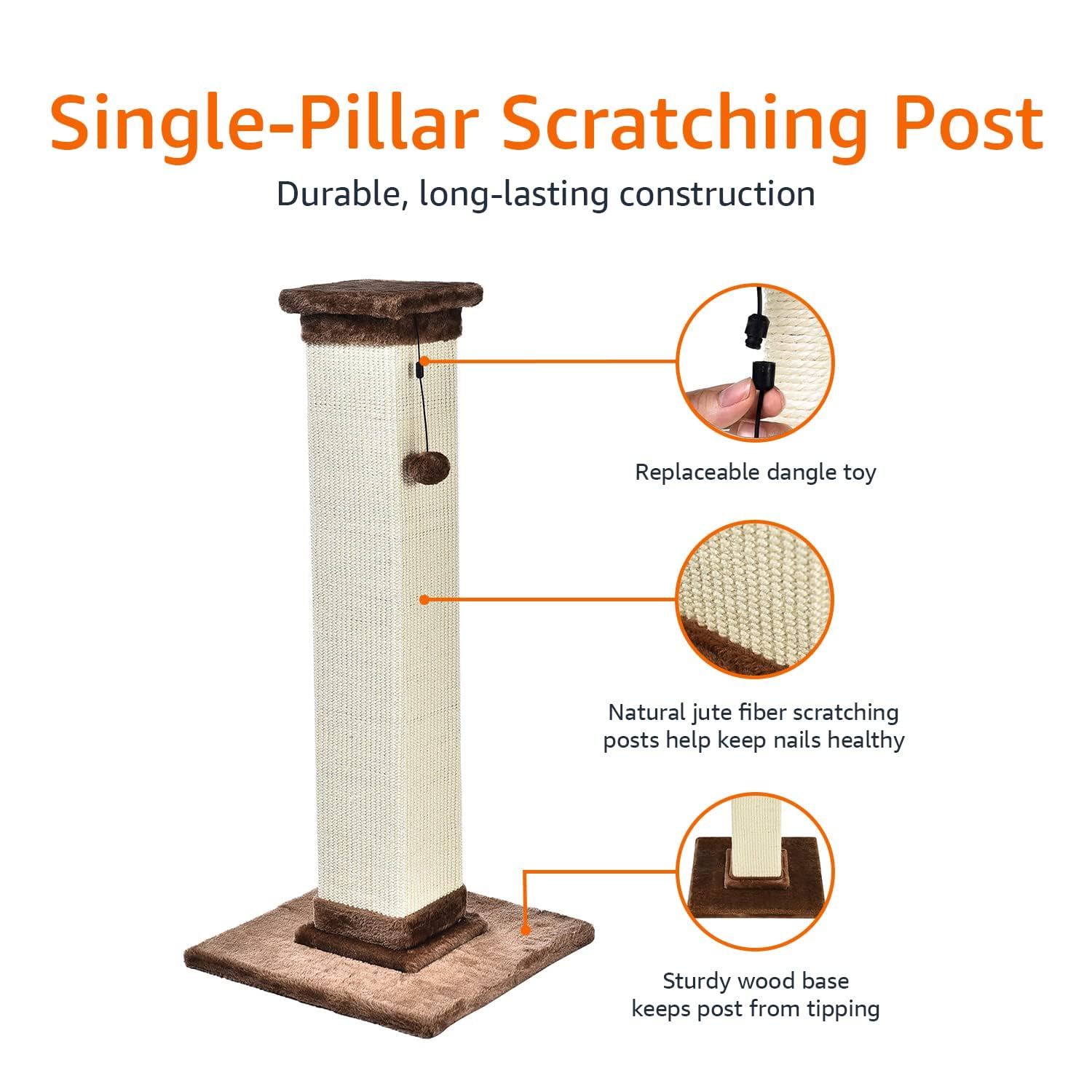 Amazon Basics detalle de cuerda sisal en rascador para gatos.
