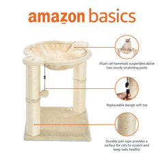 Amazon Basics torre de gato con postes de rascado para uñas afiladas.